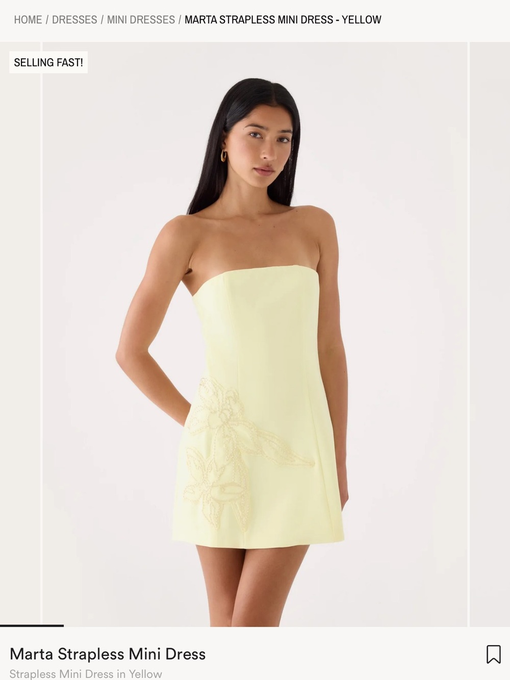 Peppermayo Marta Strapless Mini Dress size 4